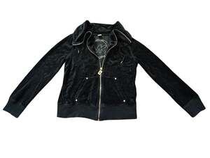 Michael Kors Black Velour Full Zip Track Jacket Size S
